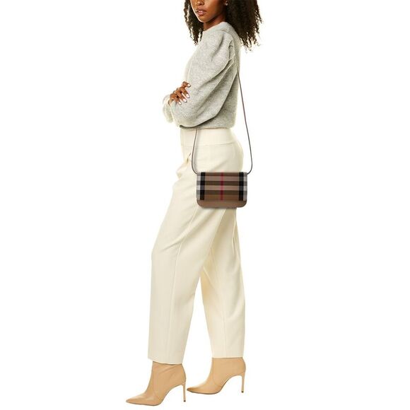 Burberry Check Canvas & Leather Shoulder Bag, Brown - Picture 4 of 4